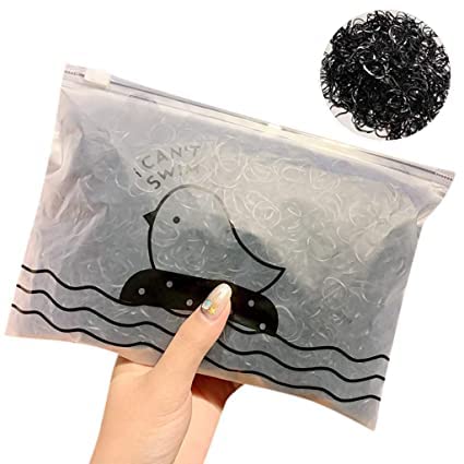 Mluffy Stretch Styling Hair Accessories Tools Elastics Band Soft Silicone Hair Rubber Bands Scrunchie for Baby (Black) (Pack Of 800)