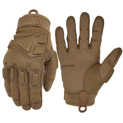 Seibertron S.O.L.A.G 2.0 Full Finger Tactical Gloves Water Resistant Touchscreen Impact Anti-Slip for Motorcycle Cycling Hiking Adults & Youth Coyote XL