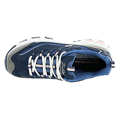 Skechers Sport Women's D'Lites Memory Foam Lace-up Sneaker,Navy/Grey/White,6 M US3