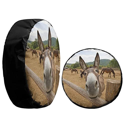 Image of Funny Donkey Spare Tire Cover Dust-Proof Wheel Tire Cover Fit Trailer, RV, SUV and Many Vehicle 12inch