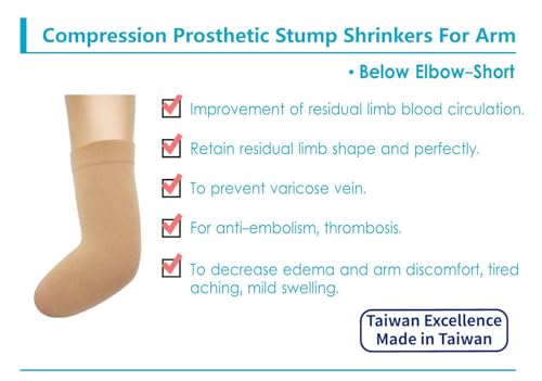 Image of Prosthetic Stump Shrinkers for Arm-Below Elbow - Short, Compression, HealthCare, Amputee arm sleeve, 20-30, Elastic, Taiwan Excellence L