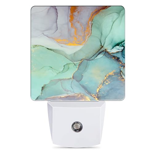 Image of Green Marble Dusk to Dawn Night Light, Auto Sensor Lamp Home Indoor Stairway Kitchen Corridor, Night Lights Plug into Wall Decor, Boys Girls Women Men Room Gifts