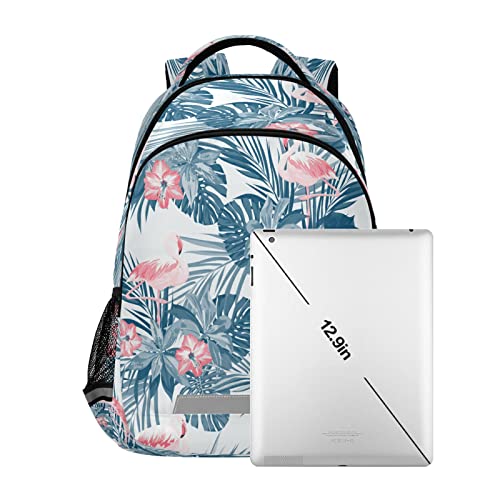 Sacs cartable à dos imprimé feuillage et flamant pour garçons et filles - 7
