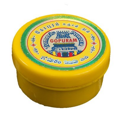 Gopuram Polvo de cúrcuma pura de color amarillo original para Pooja religiosa hindú, Tilak, Havan, 10 unidades, 0.35 oz cada uno