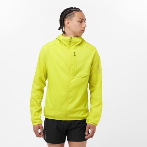 Image of Salomon Men's Bonatti Cross Wind, Reflective Windproof Hooded Zip-Up Jacket