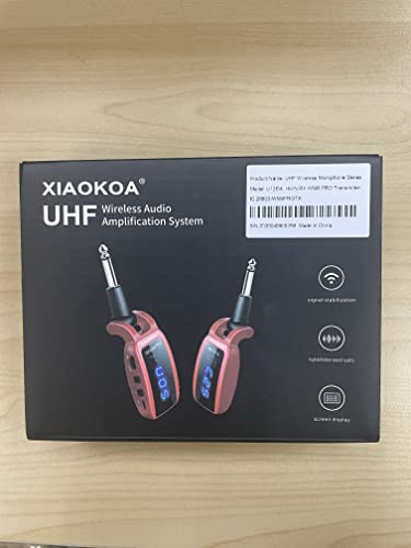 Wireless Guitar System,XIAOKOA UHF Wireless Guitar Transmitter Receiver 164Feet Range with HD LED Screen for Electric Guitar Bass Musical Instruments （Black） - Thumbnail 7