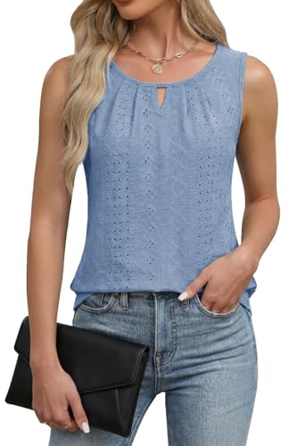 Pawate Damen Tank Tops Sommer Shirts Ärmellose Bluse elegant Oberteil Vorne Falten Tunika blusetop