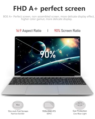 Image of MYW Laptop Computers,15.6 inch IPS 1080P Screen,N5095 Processor 4C 4T Up to 2.9Ghz 16GB RAM 256GB SSD, Latops with Fingerprint Recognition Backlit Keyboard,WiFi,USB 3.0, Webcam, HDMI