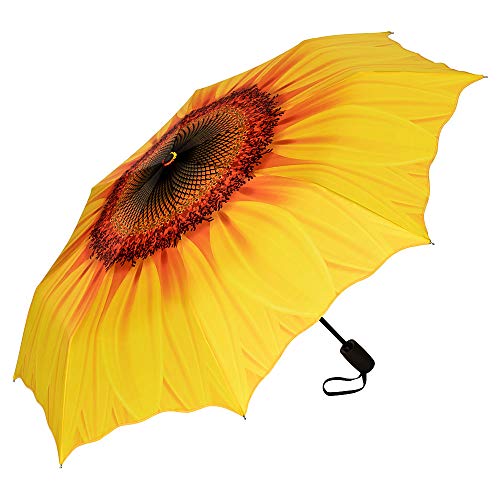 VON LILIENFELD Regenschirm Taschenschirm Blüte Sonnenblume Windfest...