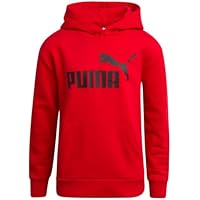 PUMA Boys Hoodie - Fleece Pullover Athletic Sweatshirt with Kangaroo Pockets - Performance Hoodie for Boys (Sizes: 8-20), Size 14-16, Red/Black