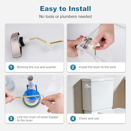 Image of iFealClear Metal Toilet Handle Replacement Compatible with TOTO THU068-CP Trip Lvr for St743S, St406 Soild Brass Toilet Tank Flush Lever, Side Mount Toilet Trip Levers, Brushed Nickel