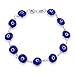 925 Sterling Silver Navy Blue Glass Evil Eye Bracelet 7in