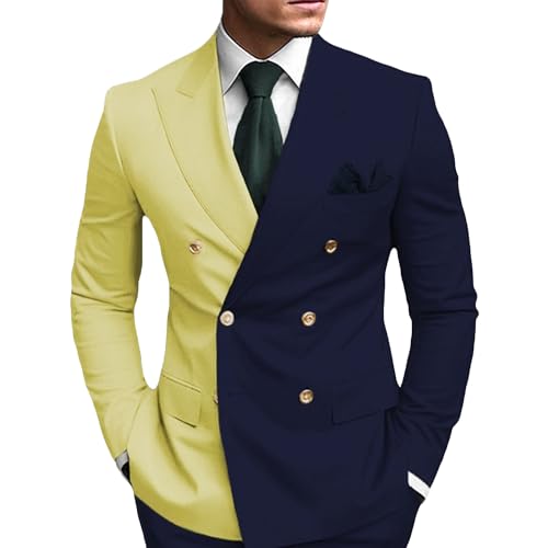 Stylish Slim Fit Blazers for Men Print Color Block Business Suit Jacket Casual Banquet Versatile Sport Coat