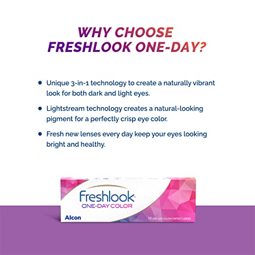 Alcon Freshlook OneDay - Daily Disposable Color Contact Lenses (-00.00, Hazel, Pack of 10) - Image 2