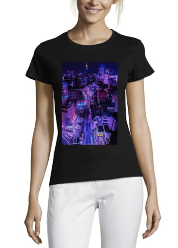 T-shirt Tokyo Midnight Vaporwave Femme en coton doux contre les irritations