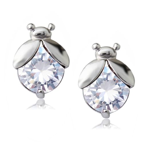 Crystalline Azuria Ladybugs Stud Earrings with White Zirconia Crystals 18K Gold Plated for Women