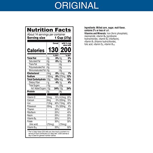 Kellogg's Frosted Flakes, Breakfast Cereal, Original, Excellent Source of 7 Vitamins and Minerals, Large Size, 19.2oz Box