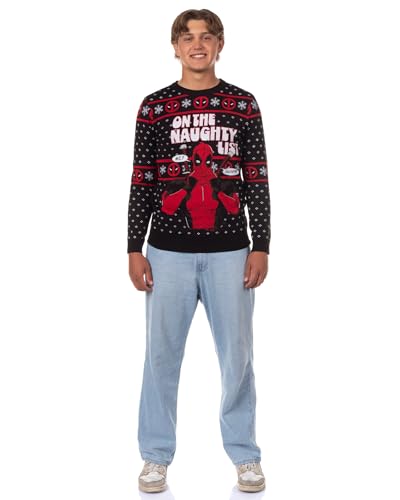 Marvel Deadpool Men's On The Naughty List Ugly Christmas Pullover - Image 6