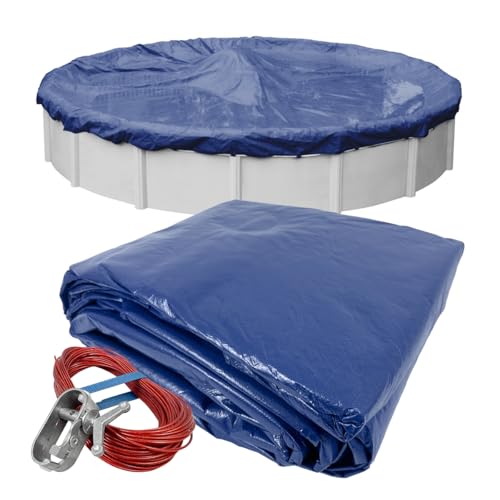 Robelle 15 ft Professional Blue Winter Pool Cover for Above Ground Pools, 4 ft Overlap (19 ft Cover Size), Solid 12 x 12 Scrim, 3.7 oz/yd2, 15-Year Warranty, Style: 2715-4A