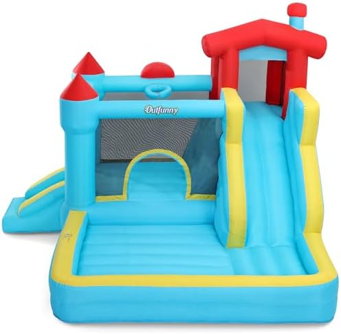 Outfunny Inflatable Bounce House, Blow up Bouncy House for Big Kids 3-12