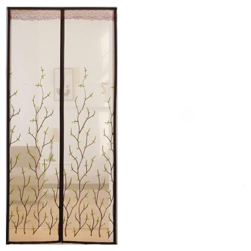 Puerta de pantalla de malla de alta resistencia magnética, cierre automático de aire fresco en marco completo y gancho de bucle y bucle encaja con las cortinas de vuelo para la puerta francesa-H 110x2