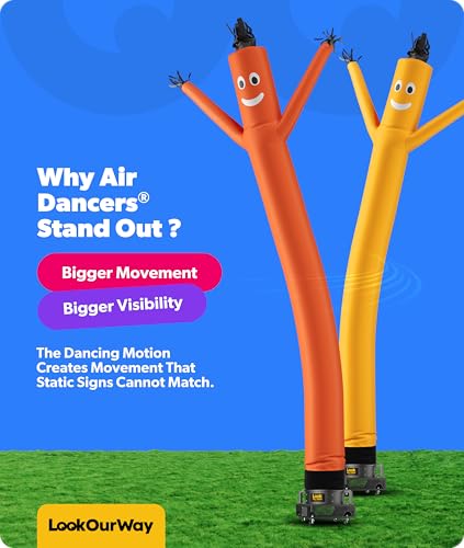 Image of LookOurWay Air Dancers Wacky Waving Inflatable Tube Man Set - 20 Feet Tall Inflatable Dancing Man with Blower for Business Advertising