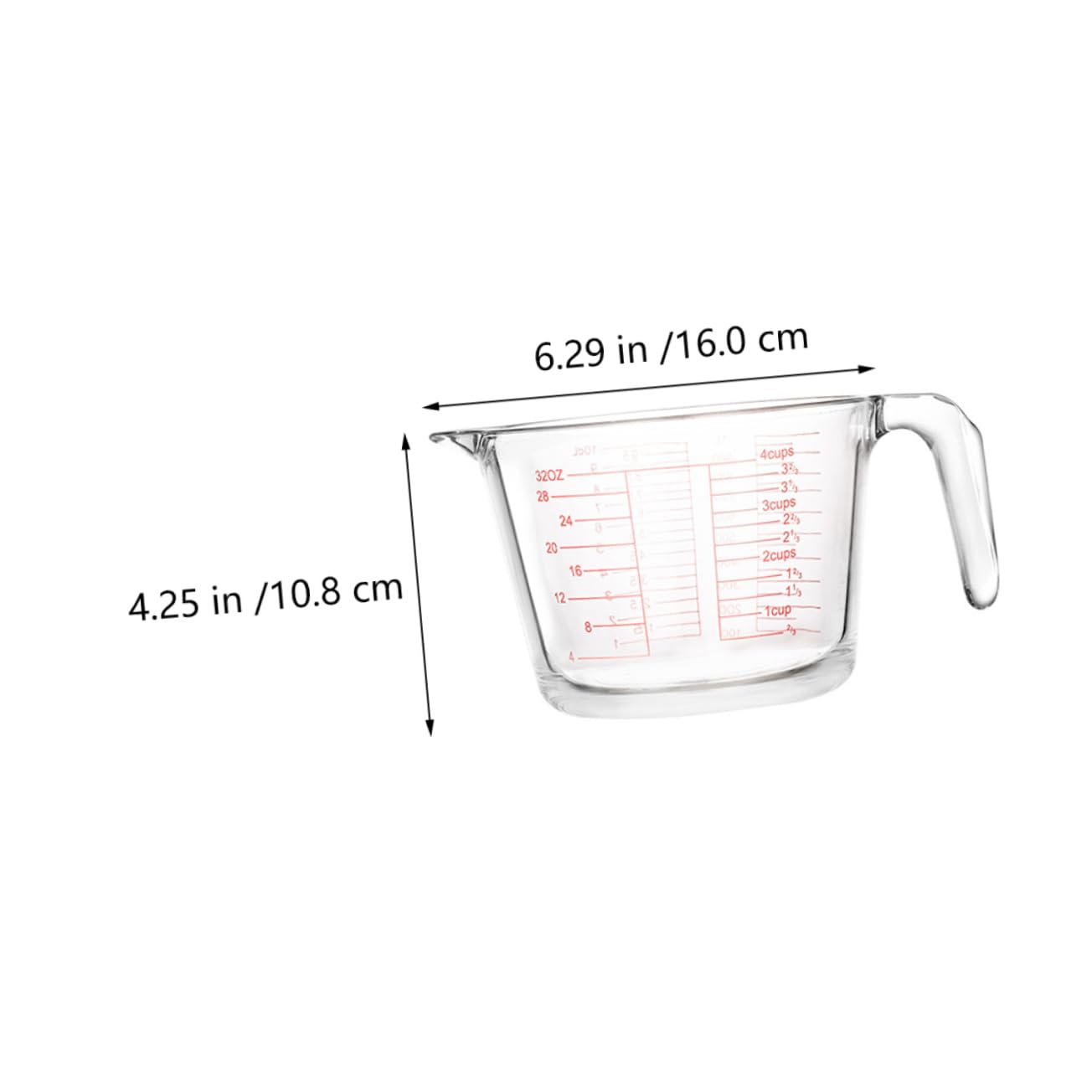 Glas Milchmessbecher 1000ml mit Skala für Küche und Backen | Klare Messskala, Hitzebeständiges Glas, Isolierter Griff, Leicht zu Reinigen für Sauce und Milch
