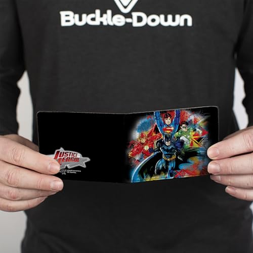 DC Comics Wallet, Bifold, Justice League Superhero Group Splatter, Vegan Leather4