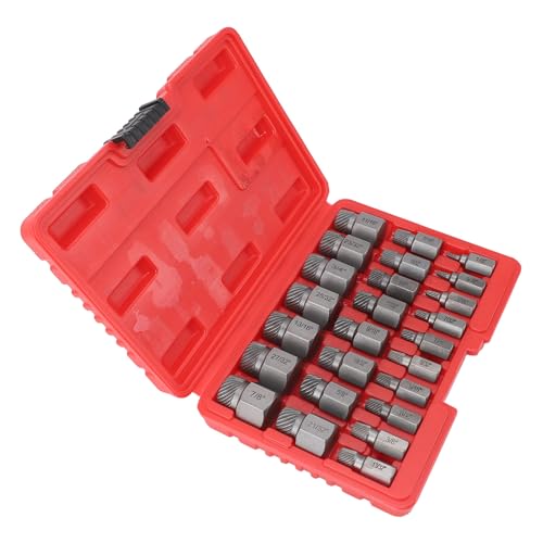 Riuulity Juego de Extractores de Tornillos Imperiales Duraderos con Textura en Espiral Profunda, Extractores de Tornillos de Vástago Hexagonal de 25 Piezas para y Pernos Rotos, Ideal para (Color