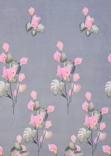 Image of HOMEKART Premium Cotton Elastic Fitted Bedsheets with 2 King Size Pillow Covers Double Bed with All Around Elastic Supersoft Size - 72 x 78 +10 inches Flower Print Pink and Grey 200 tc - 220 tc