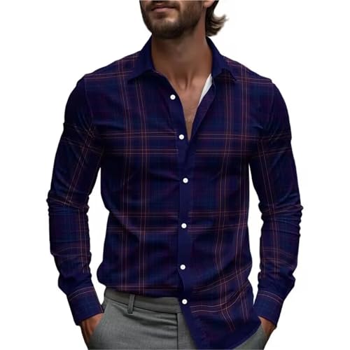 Chemise stretch homme quatre directions à revers imprimé écossais