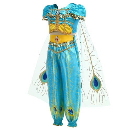 Rosadage Princess Jasmine Costume For Girls Halloween Dress Up Outfit With Headband thumb #1