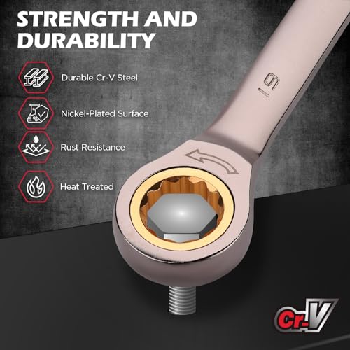 Premium 12-Piece Metric Ratchet Wrenches Set with Magnetic Organizer 8mm-19 mm, 72-Tooth Ratcheting Wrench Set, Cr-V Steel Ratchet Combination Wrench Set for Automotive, Machine Repair - Image 5
