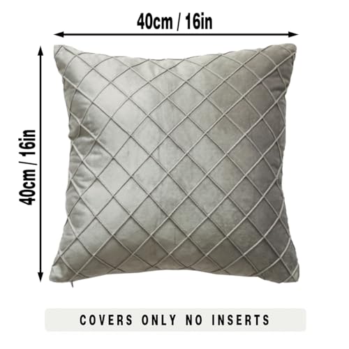 GONOVE Cushion Covers 40X40cm Soft Velvet Decorative Throw Pillow Cases Pack of 2 Square Pillow Covers Pillowcases with Invisible Zipper for Home Couch Sofa Bed Grey - Image 2