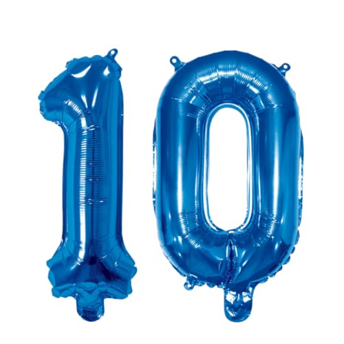 Image of Number 10 Balloon Foil Mylar Balloons for Birthday Party Decoration (Blue, 16 Inch)