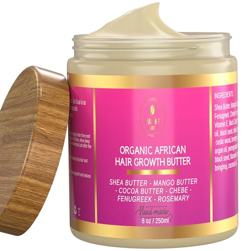 Chebe Hair Growth and Thickening Butter - Ayurvedic Deep Conditioner with Shea, Cocoa, Mango Butter, Fenugreek, and Rosemary for All Hair Types, 8 oz