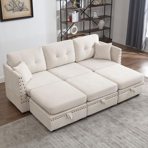 Centilab Vintage Modular Sectional Sofa Sleeper Couch Set Convertible Sleeper