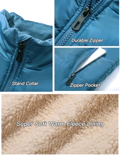 Flygo Men's Fleece Lined Winter Warm Outdoor Padded Puffer Vest Thick Sleeveless Jacket with Pockets