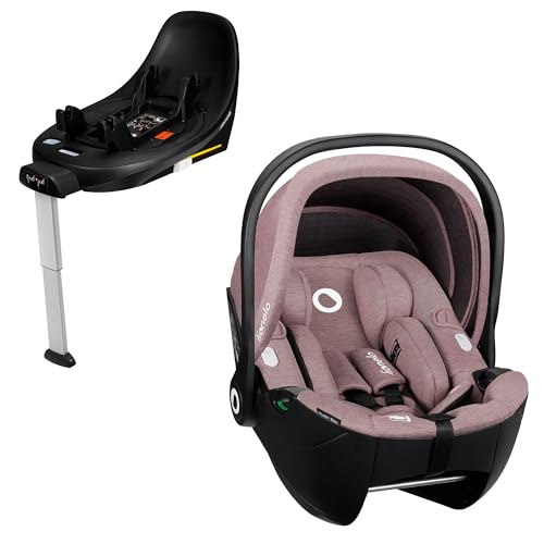 LIONELO Seggiolino Auto con Base MOXIE i-Size Ovetto SET per bambini 40-87 cm, Montaggio ISOFIX, Piede di Supporto, Protezione laterale, Regolazione poggiatesta, Riduttore Dri-Seat