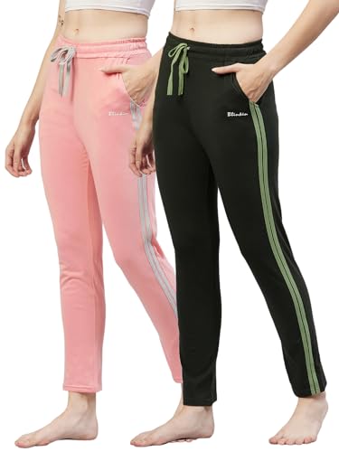 Image of BLINKIN Women Cotton Stribed Casual Style Pyjamas|Lowers With 2 Side Pockets : Ideal For Night Wear & Comfort Wear - The Ultimate Relaxed Fit Track Pants (Combo-608)