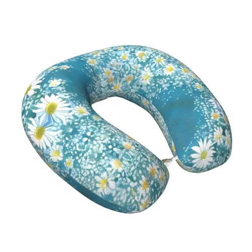 Almohada de viaje con diseño blanco y azul tamaño único miniatura 2