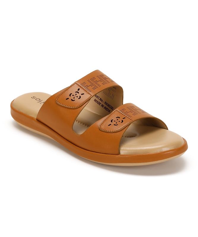 PARAGON RK6028L Womens Tan Sandals | Stylish Slip on Flat Sandals with Cushioned Soles | Comfortable Everyday Sandals for Outdoor Use (B0CJM4ZTNY) Amazon Price History, Amazon Price Tracker