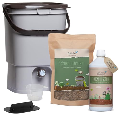 Bokashi Eimer Starterset - Japanisches Design (grau) + Bokashi...