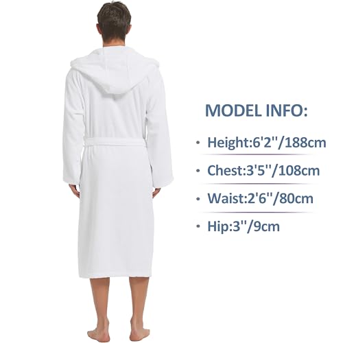 Image of Mens Robe with Hood-Classic Terry Cloth Bathrobe for Men,Soft Knee Length Bathrobes