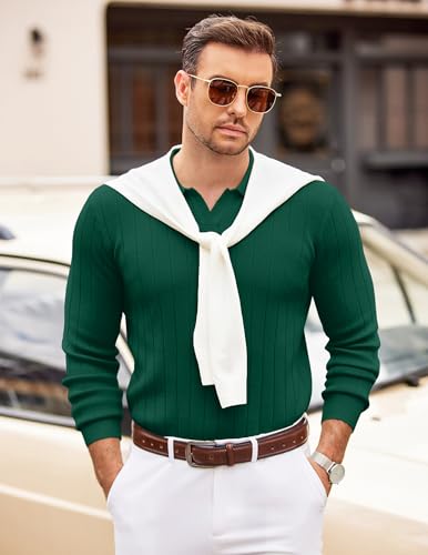 COOFANDY Men's Lightweight Long Sleeve V-Neck Knit Polo Sweater Casual Summer Clothes
COOFANDY Men's Long Sleeve V-Neck 