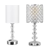 Acaxin Touch Bedside Lamps for Bedrooms Nightstand Set of 2 - Crystal Table Lamp with USB C+A Chargi