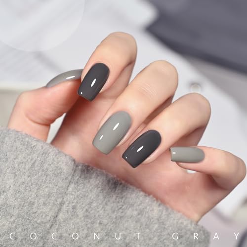 Image of GAOY Gray Gel Nail Polish Set, 6 Colors Nude Brown Beige Soak Off UV Light Cure Gel Polish Kit for Salon and Nail Art DIY at Home