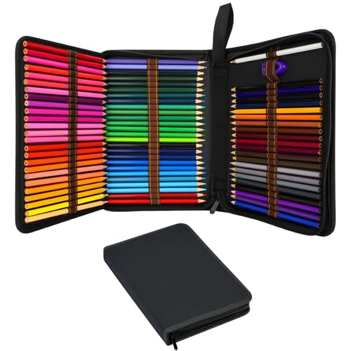 QSYZAIL 72 Slot Colored Pencil Case Portable Zipper Color Pencils Holder Organizer for Watercolor Pens Markers