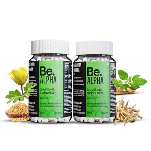 Be. Alpha Testosterone Support for Men | Daily Magnesium Supplement, Ashwagandha, Safed Musli, Fenugreek, Gokhshura & Ginseng | For Energy, Stamina, Vitality & Muscle Mass | (120 capsules) Be. Alpha Testosterone Support for Men | Daily Magnesium Supplement, Ashwagandha, Safed Musli, Fenugreek, Gokhshura & Ginseng | For Energy, Stamina, Vitality & Muscle Mass | (120 capsules)