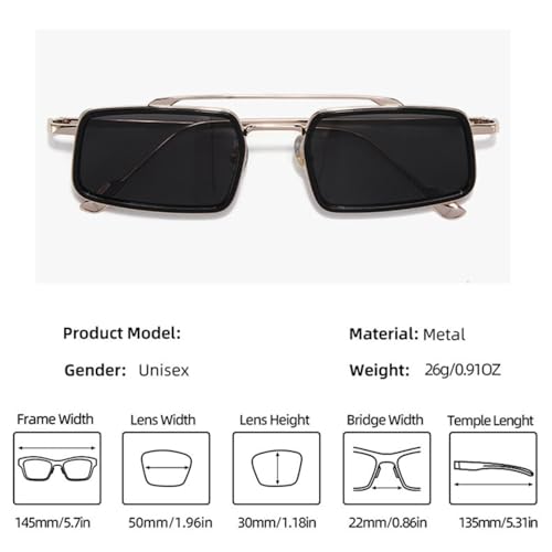 Lunettes de soleil de créateur punk chic à double pont rigide - 5
